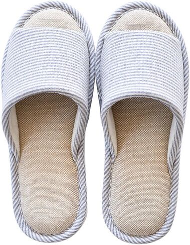 Women Mens Unisex Washable Cotton Open-Toe Home Slippers Indoor Shoes Casual Flax Soft Non-Slip Sole Shoes in Kuwait