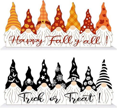 Halloween Fall Wooden Table Sign Decorations Double-sided Halloween and Thanksgiving Gnome Truck Sign Tabletop Ornaments for Autumn Harvest Party Home Farmhouse Decorations Supplies in Saudi Arabia