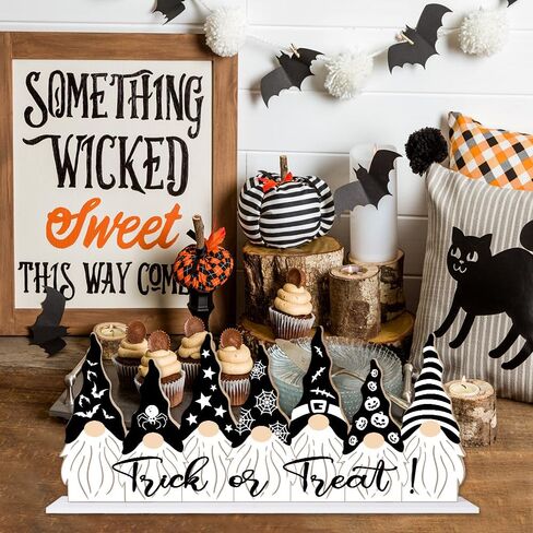 Halloween Fall Wooden Table Sign Decorations Double-sided Halloween and Thanksgiving Gnome Truck Sign Tabletop Ornaments for Autumn Harvest Party Home Farmhouse Decorations Supplies in Saudi Arabia