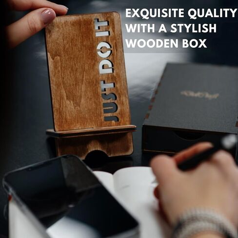 Premium Quality Wooden Phone Stand with Gift Wood Box - Decorative Desktop Docking Station and Charging Organizer for iPhone, Ipad - Home Office Decor Memory Keepsake Craft Vacation in Saudi Arabia