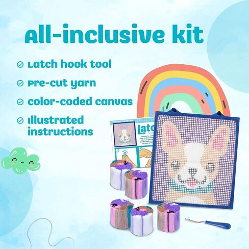 LatchKits – Unicorn – Latch Hook Kit – Easy-to-Learn Craft Project – No Sewing Or Cutting – For Ages 6+ in Kuwait