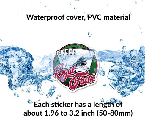 Poker Stickers | 50 Pcs Vinyl Cartoon Playing Card Stickers for Laptops, Phones, Water Bottles, Skateboard - Casino Stickers, Poker Chip Stickers for Casino Theme Party, Decals Gifts for Adults in Saudi Arabia