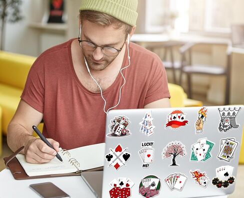 Poker Stickers | 50 Pcs Vinyl Cartoon Playing Card Stickers for Laptops, Phones, Water Bottles, Skateboard - Casino Stickers, Poker Chip Stickers for Casino Theme Party, Decals Gifts for Adults in Saudi Arabia