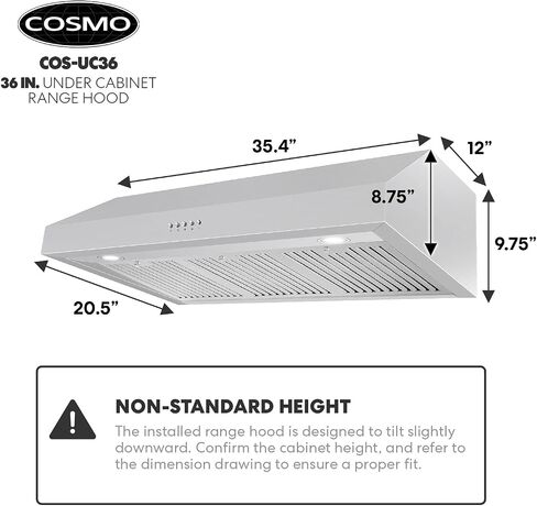 COSMO UMC36 36 in. Ducted Under Cabinet Stainless Steel Range Hood with LED Light, 380 CFM, Permanent Filter, 36 inch in Saudi Arabia