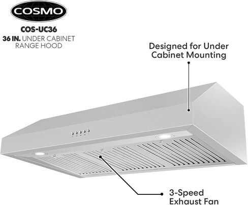 COSMO UMC36 36 in. Ducted Under Cabinet Stainless Steel Range Hood with LED Light, 380 CFM, Permanent Filter, 36 inch in Saudi Arabia