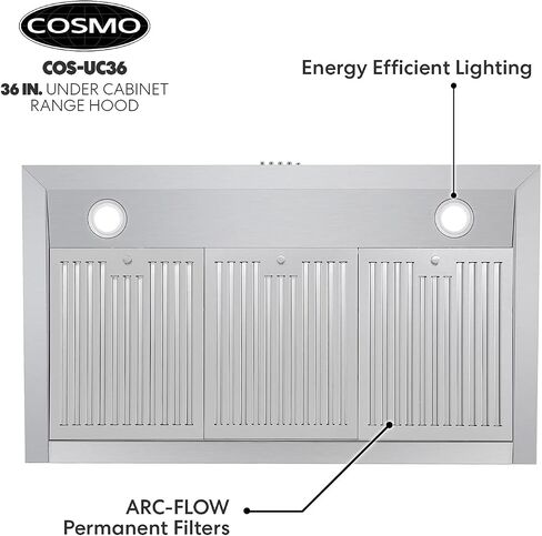 COSMO UMC36 36 in. Ducted Under Cabinet Stainless Steel Range Hood with LED Light, 380 CFM, Permanent Filter, 36 inch in Saudi Arabia