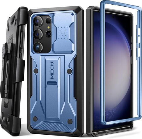 TONGATE Compatible with Samsung Galaxy S23 Ultra Case with Sliding Camera Cover, [with Front Frame] Dual Layer Military Grade Protection Belt-Clip & Kickstand Phone Case for Galaxy S23 Ultra, Blue in Saudi Arabia