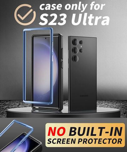 TONGATE Compatible with Samsung Galaxy S23 Ultra Case with Sliding Camera Cover, [with Front Frame] Dual Layer Military Grade Protection Belt-Clip & Kickstand Phone Case for Galaxy S23 Ultra, Blue in Saudi Arabia