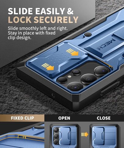 TONGATE Compatible with Samsung Galaxy S23 Ultra Case with Sliding Camera Cover, [with Front Frame] Dual Layer Military Grade Protection Belt-Clip & Kickstand Phone Case for Galaxy S23 Ultra, Blue in Saudi Arabia