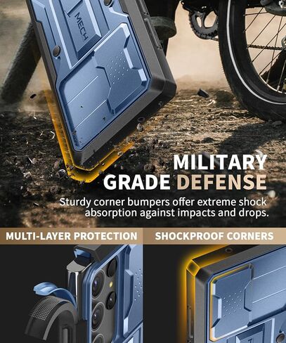 TONGATE Compatible with Samsung Galaxy S23 Ultra Case with Sliding Camera Cover, [with Front Frame] Dual Layer Military Grade Protection Belt-Clip & Kickstand Phone Case for Galaxy S23 Ultra, Blue in Saudi Arabia