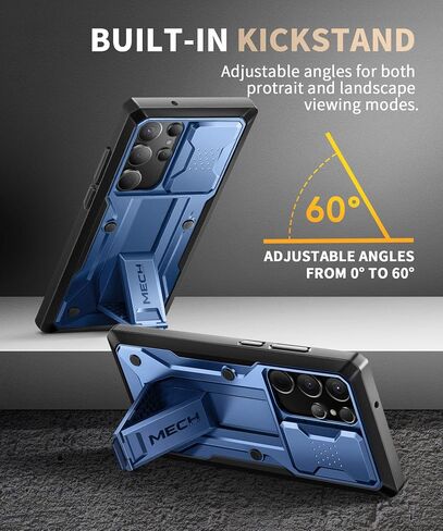 TONGATE Compatible with Samsung Galaxy S23 Ultra Case with Sliding Camera Cover, [with Front Frame] Dual Layer Military Grade Protection Belt-Clip & Kickstand Phone Case for Galaxy S23 Ultra, Blue in Saudi Arabia