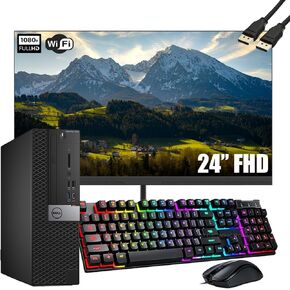 Dell OptiPlex 7050 SFF Desktop Computer with 24" Full HD Monitor Bundle PC Set, 6th Gen Quad Core i7-6700, 16GB RAM, 512GB SSD, Keyboard and Mouse, WiFi, Windows 10 Pro (Renewed)