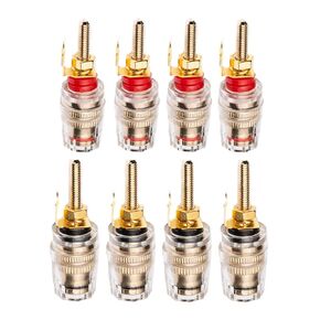 4mm Banana Plug Socket, Gold Plate Binding Post for Amplifier Speaker Terminal Connector -Transparent Plastic Cover(8-Pack)