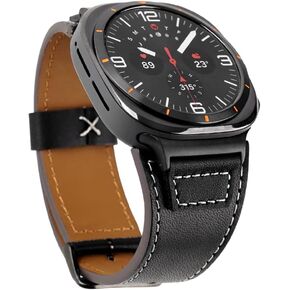 Leather Band Compatible with Samsung Galaxy Watch Ultra 47mm for Men Women, Extra Wide Watch Cuff Bracelet Vintage Strap
