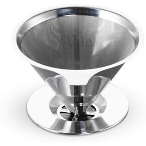 Vila Coffee Filter, Fine Mesh Coffee Maker, Stainless Steel Pour Over Coffee Dripper, Reusable, Lightweight, Paperless, Fits Standard Sized Coffee Pots and Cups