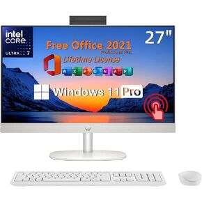 HP 27" 2024 Newest All-in-One Touchscreen Desktop with Lifetime Office Pro License, 64 GB DDR5 RAM, 2 TB SSD, Intel Ultra 7-155U (12-Core), FHD, Wi-Fi 6, Webcam, Keyboard & Mouse, Win 11 Pro in Saudi Arabia
