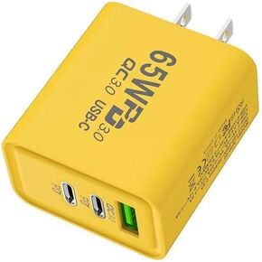 65W 3 Ports Fast Charger Power Adapter, YELLOW, AR-PD05