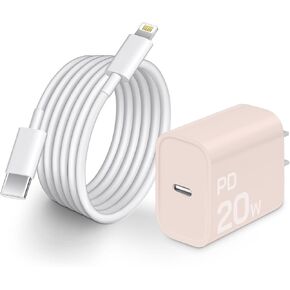 شاحن لهاتف iPhone 12/13 معتمد من MFi Apple، شاحن سريع PD 20 وات مع سلك شحن سريع 6 أقدام، كتلة شاحن USB C وكابل SATA سريع لهاتف iPhone 12/13/iPad/iPod/Air Pods والمزيد in Kuwait