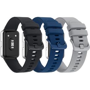 3 Pack Sport Bands Compatible with Samsung Galaxy Fit 3, Classic Soft Silicone Replacement Straps Wristbands for Galaxy Fit3 SM-R390 Smart Watch Women Men