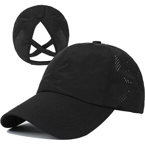 Womens Quick-Drying Criss-Cross Baseball-Cap Lightweight-Golf-Sport-Hat Ponytail-Sun-Hat Summer Medium