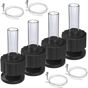 4 Pack Mini Bio Sponge Filters for Aquarium, Small Fish Tank Filter Kit with Control Valve & Airline Tubing 1 m, Portable Aquarium Filter Accessories for Breeding Fry Shrimp Hobbyist