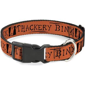 Dog Collar Plastic Clip Hocus Pocus Thackery Binx Cat Silhouette Orange Black 8.5 to 12 Inches 0.5 Inch Wide