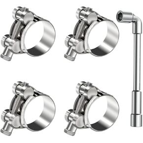 smseace 30pcs 6-sizes 304 Stainless Steel T-bolt Hose Clamps Assortment Kit 17-35mm Heavy Duty T-bolt Hose Clamps with M8 and M10 Socket Wrenches Pipe Tube Clamps