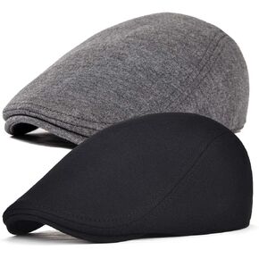 FEINION Men Cotton Newsboy Cap Soft Fit Cabbie Hat