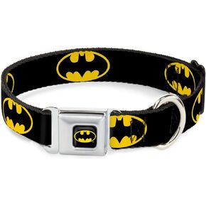 Dog Collar BMC-Batman Black/Yellow - Batman Shield Black/Yellow - Medium 11-17"