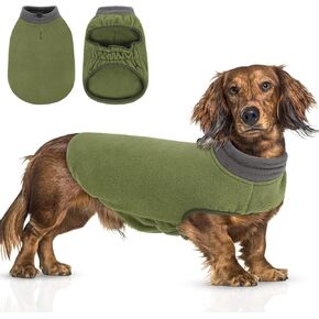 Queenmore Dog Sweater, Soft Fleece Vest Pullover Dog Jacket with Elastic Stretchable, Warm Winter Dog Coats Cold Weather Doggy Dachshund Sweaters for Small Dogs Cats Boy or Girl (Green, S)
