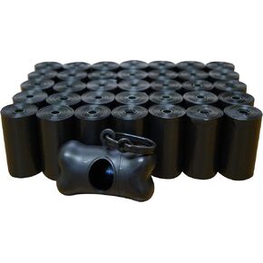 5 700 Poop Bags, Dog Waste Bags, Pet Waste Bags, Durable Premium Bulk Refill Rolls, Black + Leash Bone Dispenser, 12.5" Long & 8.6" Wide