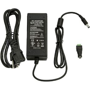12V 5A AC to DC Power Adapter, UL Listed, 60W 100-220V to 12 Volt 5 Amp Transformer for Security Camera System, Flexible LED Tape Strip Light, 3 Foot Cord