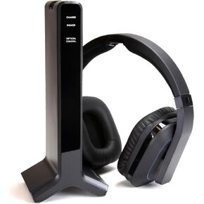 Emerson EE-9000 Wireless TV Headset with 2.4GHz RF Transmission, Rechargeable Battery, Volume Control, and Noise Reduction – Clear, Private Audio for TV, Movies, and Gaming at Home