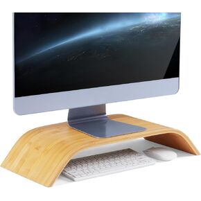 Bamboo Monitor Stand - Ergonomic Desk Monitor Stand for Desk - Computer Stand and Monitor Riser for Your Desktop - Premium Bamboo Monitor Stand Riser