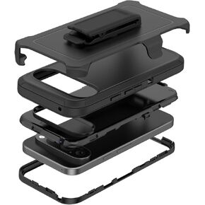 Compatible with Google Pixel 9/9 Pro Case, with Belt Clip Holster Heavy Duty Rugged Shockproof Full Body Protection Kickstand Phone case for Google Pixel 9/9 Pro (Grey+Blue)