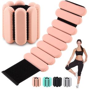 Wrist Weights for women,Wrist Ankle Weights for Strength Training,Graded Silicone Weight Bracelet for Walking,Running Yoga Aerobics Adjustable Training Intensity ankle weights for Women Set of 2 (1Lbs Each) Pink