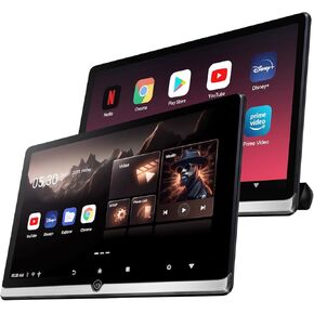 جهاز لوحي محمول لمراقبة مسند الرأس لتلفزيون السيارة مقاس 14 بوصة 4K Android 11 للمقعد الخلفي، يدعم شاشة اللمس اللاسلكية للهاتف، مع HDMI/Bluetooth/WiFi/USB/FM/AV في/مشغل فيديو السيارة (2G+32G (1*PC))