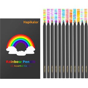 Hapikalor 12-Color Rainbow Pencils, Aesthetic Jumbo Colored Pencils for Adult Coloring Sketching, Cute Drawing Kit Fun Pencils Cool Stuff Christmas Gifts Stocking Stuffers Art Supplies for Adults Kids