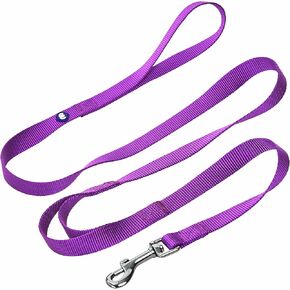 Blueberry Pet Essentials Double Handle Dog Leash for Traffic Control | 4ft. x 1" Large Dog Leash | Classic Dog Leash with Two Handles for Dogs That Pull | Nylon 2 Handle Dog Leash in Dark Orchid