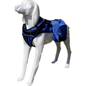 No Pull Harness Therapy Dog Service Vest Removable Saddle Bag Dogs Backpack Harness(Blue,L)