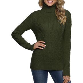 PrettyGuide Women's Turtleneck Sweater Long Sleeve Cable Knit Sweater Pullover Tops in Kuwait