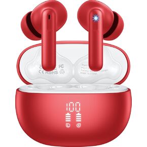Wireless Earbuds, Bluetooth 5.3 Headphones HiFi Stereo & 4 ENC Mic, 42H Playtime Ear Buds with Charging Case LED Display, Bluetooth Earphones IPX7 Waterproof for iOS Android Earpods Sports Workout