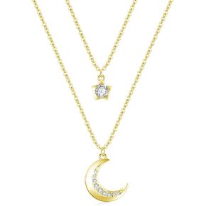 AOSAIB Rose Gold Moon Necklace for Women S925 Sterling Silver Moon and North Star Pendant Crescent Moon Star Necklace Jewelry Gifts for Girls Wife Birthday Gift