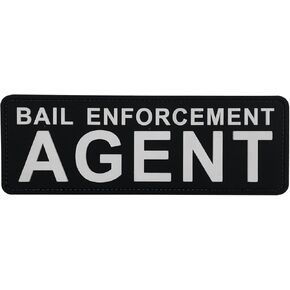 Bail Enforcement Agent PVC Patch Black and White 8.5"×3" with Hook Fastener Back for Jacket Vest Clothing Uniform Backpack (Black and White)