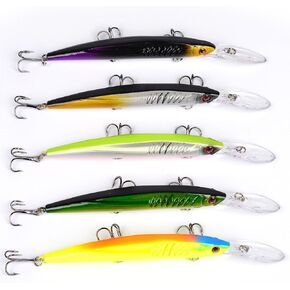 OriGlam 5pcs Hard Minnow Swimbait Lure Baits, 3D Artificial Minnow Fishing Lures, Freshwater Saltwater Lifelike Bass Lures Vibrating, with Hook for Trout Bass Salmon
