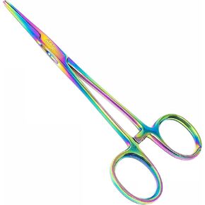 Kelly Hemostat Forceps Straight 5.5" Stainless Steel with Multi Color Rainbow Titanium Coating by Artzone