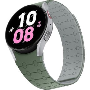 Magnetic Band Compatible with Samsung Galaxy Watch 7/6/5/4 Band 40mm 44mm/Galaxy Watch 5 Pro 45mm/Watch 6 4 Classic 42mm 46mm 43mm 47mm, 20mm Silicone Sport Strap for Women Men, Black/Orange