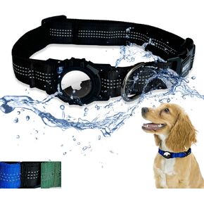 Tactics Dog Collar with Airtag Holder, Airtag Dog Collar, Waterproof Adjustable Dog Collar for Hiking, Camping, Double Locking with Metal Carabiner (Black, XL)
