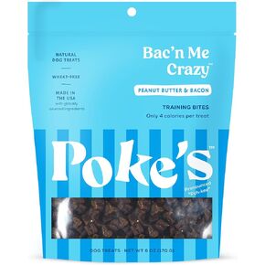 Poke's Bac'n Me Crazy Training Treats for Dogs, Bacon & Peanut Butter Recipe, Limited Ingredient Natural Dog Treats, Made in USA, Wheat-Free, 6 oz