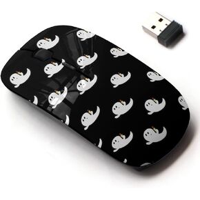 2.4G Wireless Mouse with Cute Pattern Design for All Laptops and Desktops with Nano Receiver - Ghosts Decoration Halloween